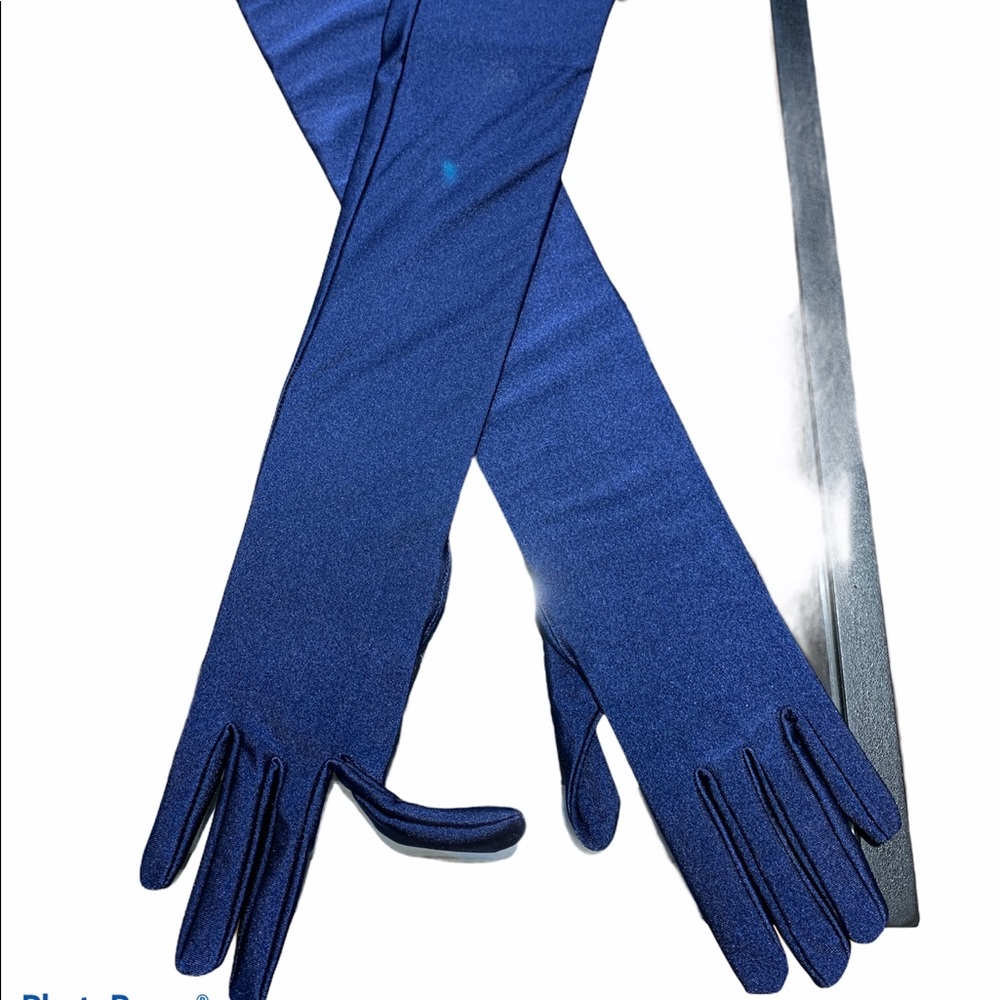 Navy blue full length gloves